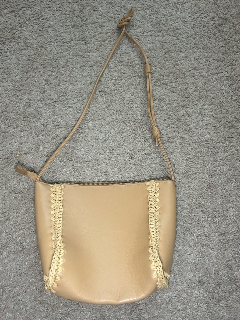 Universal thread Tan Shoulder Crossbody with Braided Accents